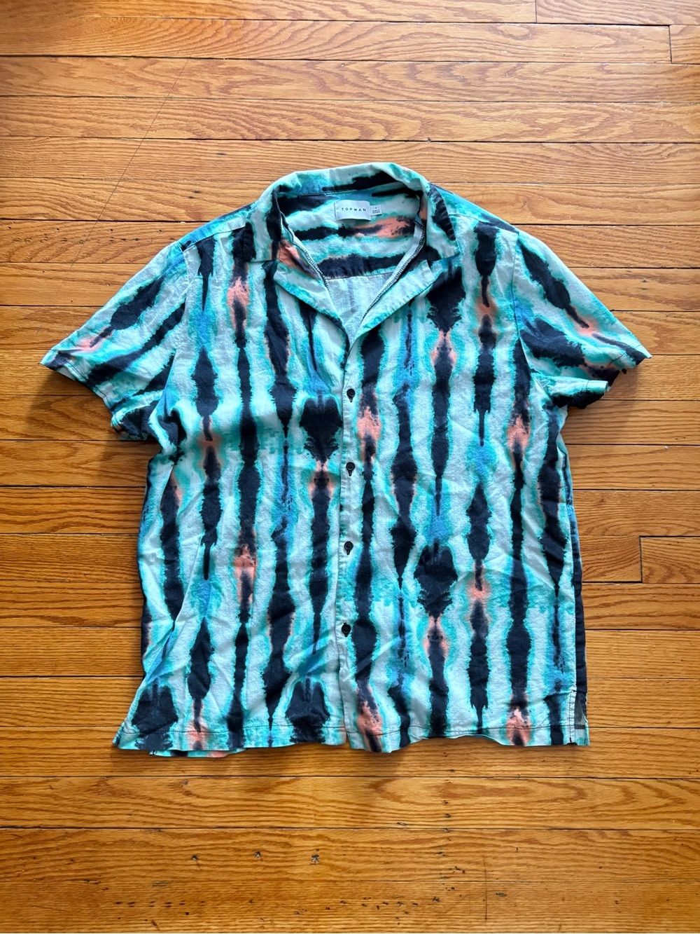 Topman Painted  Stripe Camp Shirt in Multicolor